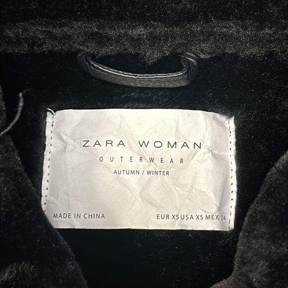 ZARA WOMAN COLLECTION DOUBLE FACED BIKER FAUX FUR LINED JACKET WOMENS XS - Picture 6 of 6